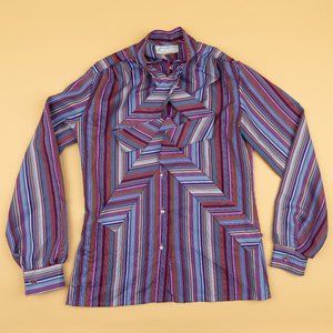 Vintage Blouse Lady Holiday Polyester Medium